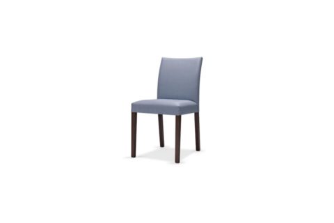 Fully upholstered chair restaurant seating blue wood frame wooden solid